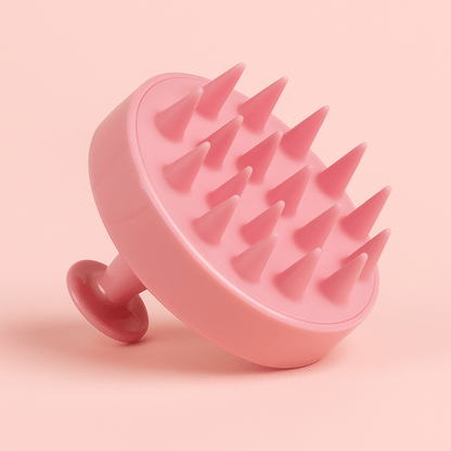 Crown Wash Scalp Massager in pink, designed for gentle scalp exfoliation and massage.